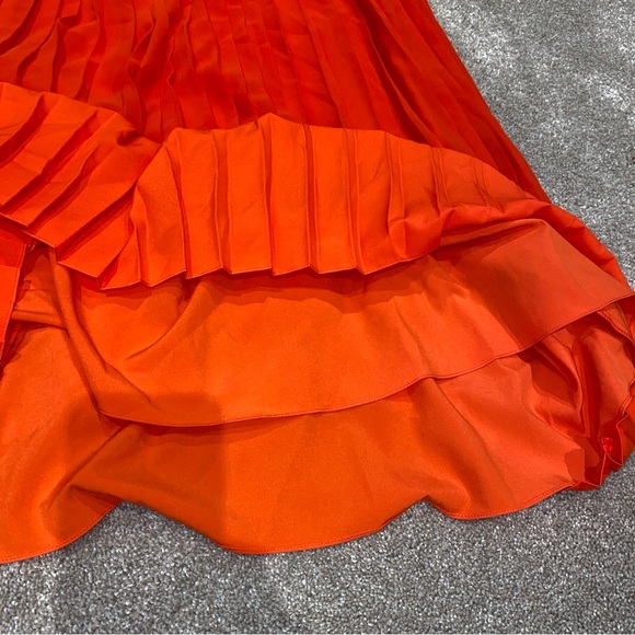 Badgley Mischka Orange Pleated Maxi Skirt Size 2 Lined NWT - Picture 6 of 12